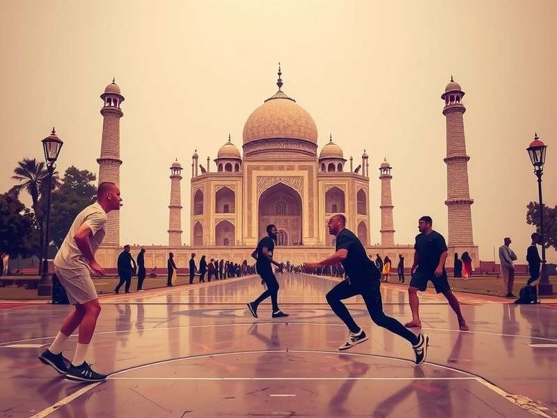 Basketball Battle IN Taj Mahal themed court Basketball Battle IN Taj Mahal court showing basketball game with Taj Mahal in background