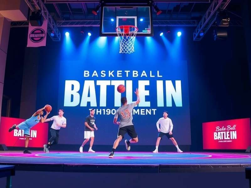 Basketball Battle IN offline regional tournament Basketball Battle IN offline tournament in Mumbai with players competing on stage
