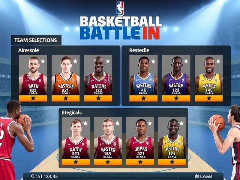 Optimal regional team combinations in Basketball Battle IN Basketball Battle IN team selection screen showing regional player combinations